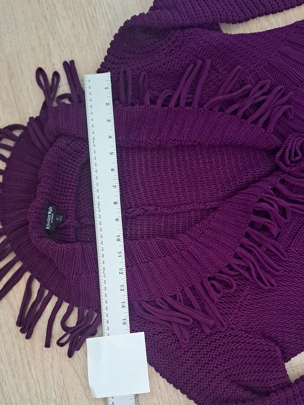 Citiknits Plum Purple Knit Ruffle Fringe Cardigan with Rose Detail 1X Boho - Picture 6 of 12